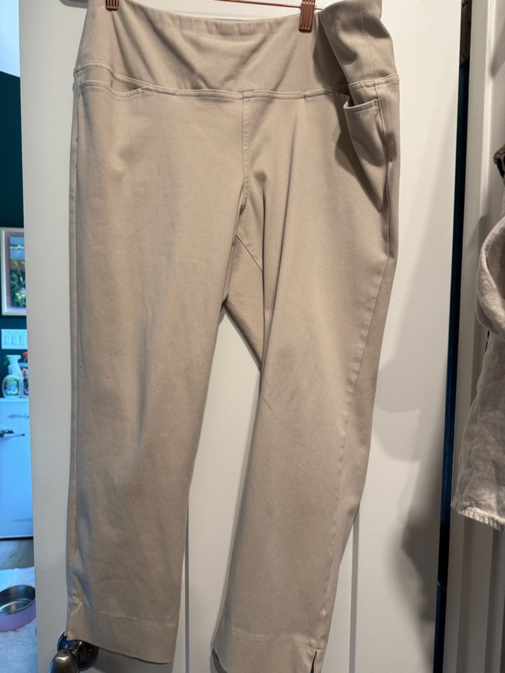 J Jill Wearever Collection Wearever Smooth-Fit Cropped Knit Jeans Cream L Petite